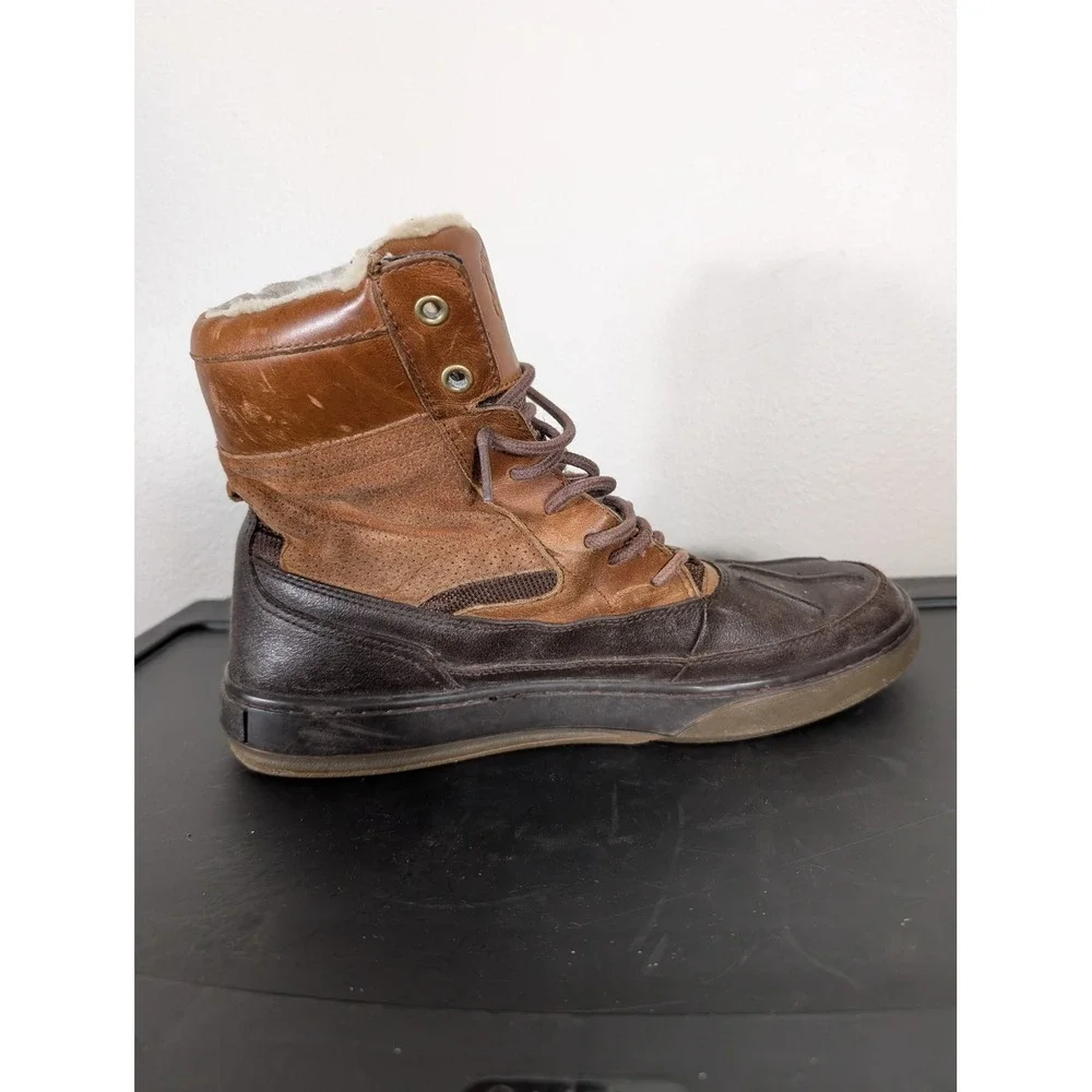 Polo Ralph Lauren Mens 10D Brown Leather Suede Duck Boots Shearling Lined